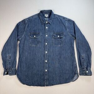 J.Crew Midweight Denim Work Shirt Men's XL Blue Pockets 100% Cotton Button Up